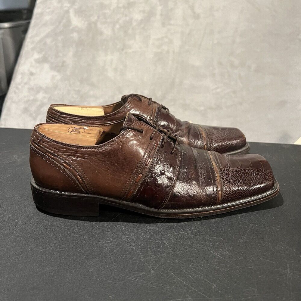 Fratelli Footwear Men's 9 M Brown Crocodile Genuine Leather Sqaure Toe